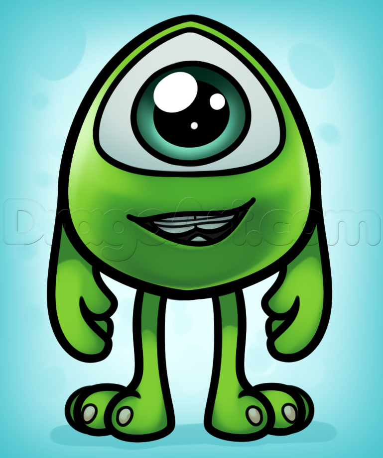 769x921 how to draw baby mike wazowski, step - Mike Wazowski Drawing