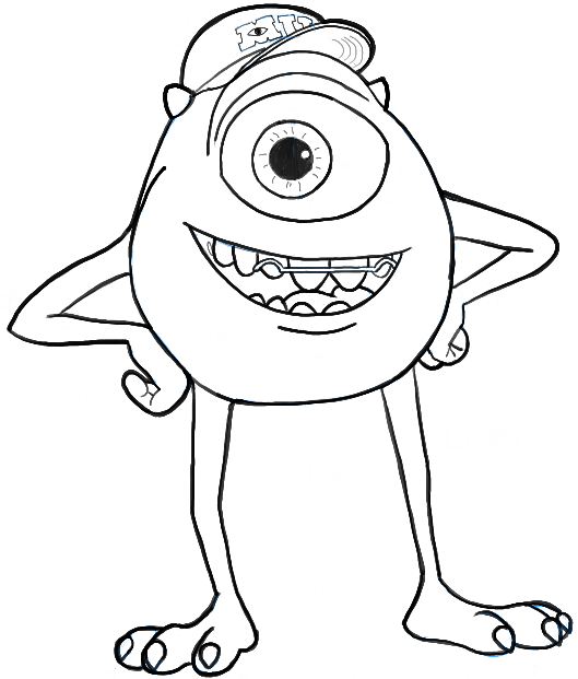 529x621 how to draw mike wazowski from monsters university drawing - Mike Wazowski Drawing