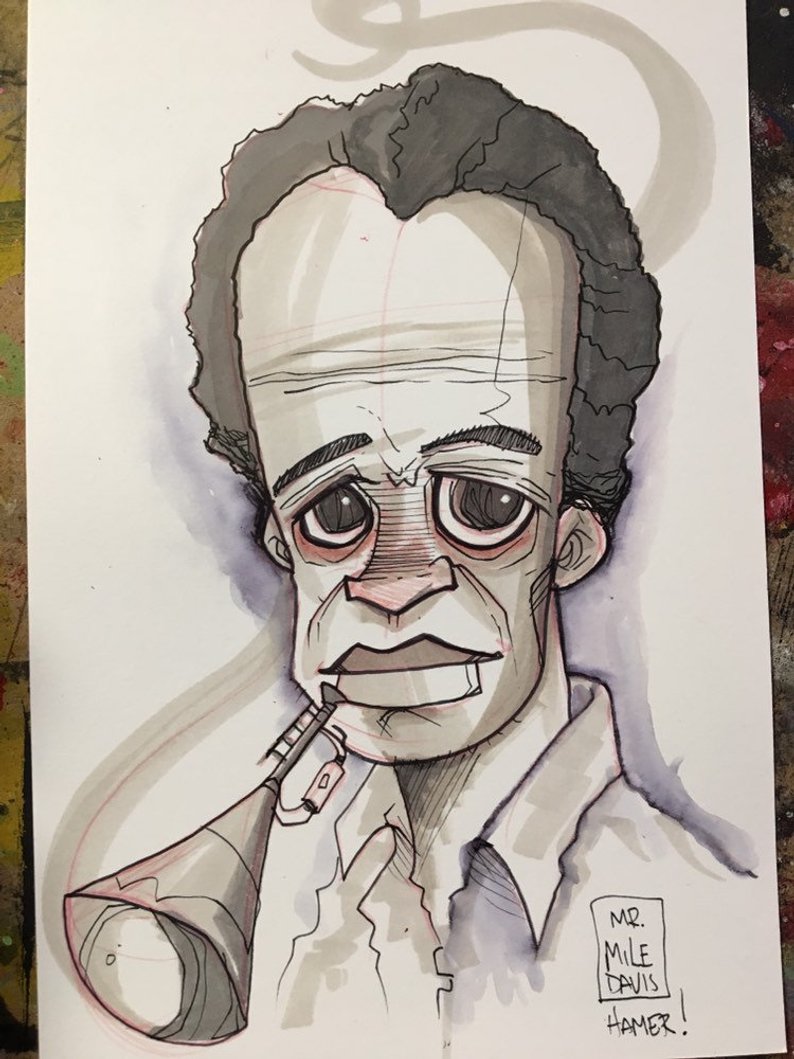 794x1059 Original Drawing Of Miles Davis Etsy - Mile Drawing