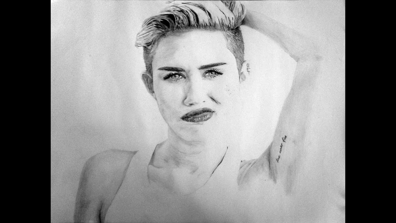 1280x720 Miley Cyrus Drawing Graphitepencil - Miley Cyrus Drawing