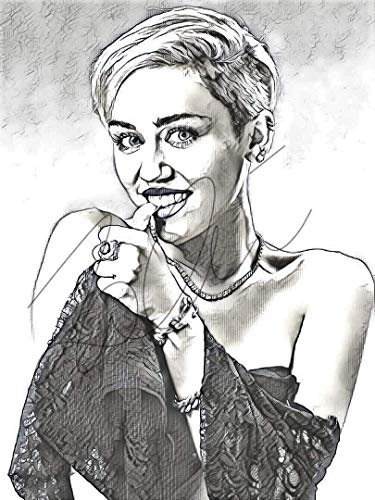 375x500 Miley Cyrus Sketch Drawing Print Poster Hand Drawn - Miley Cyrus Drawing