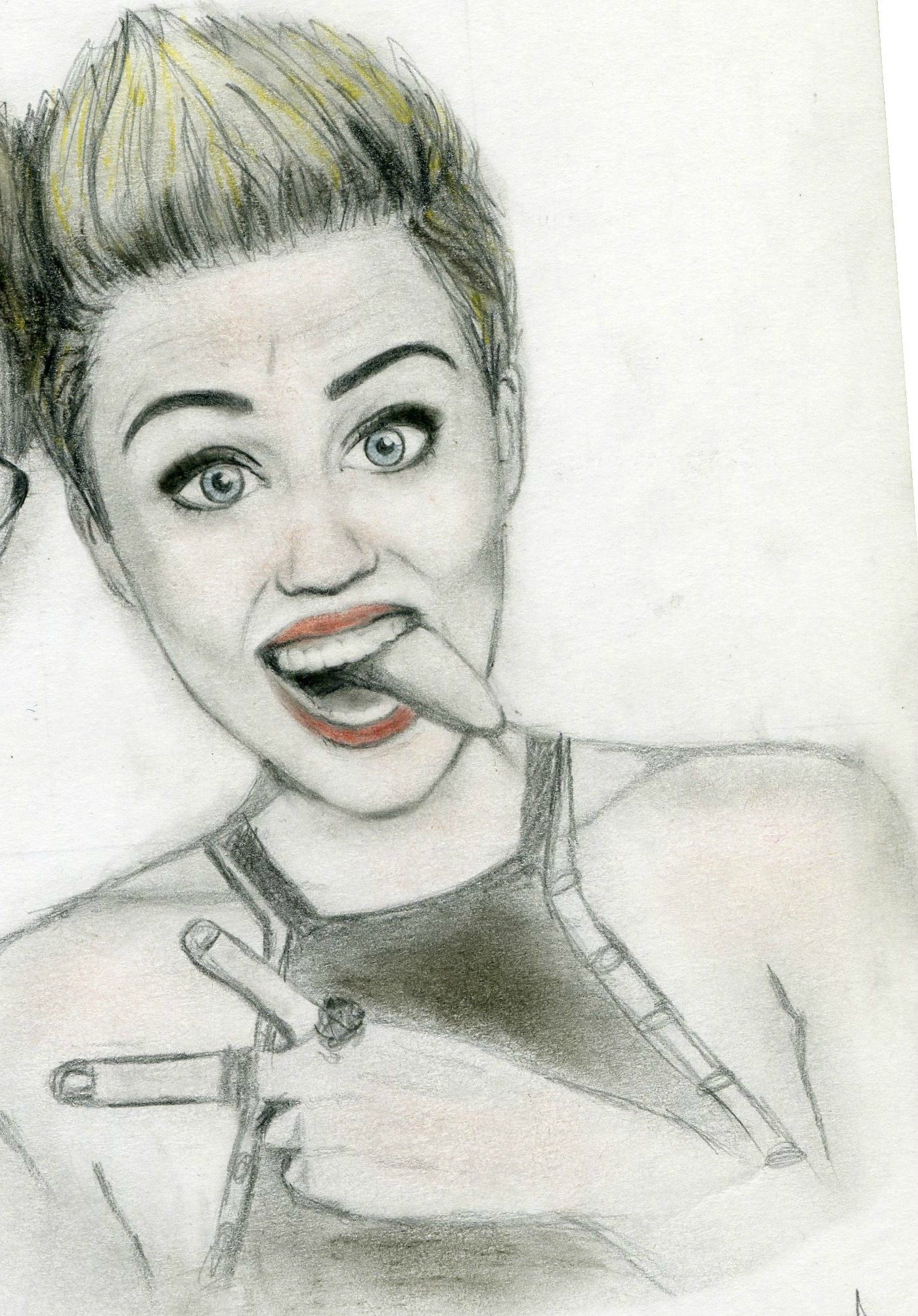 1398x2004 Drawing Of Miley Cyrus I Made For A Friend Drawing - Miley Cyrus Drawing