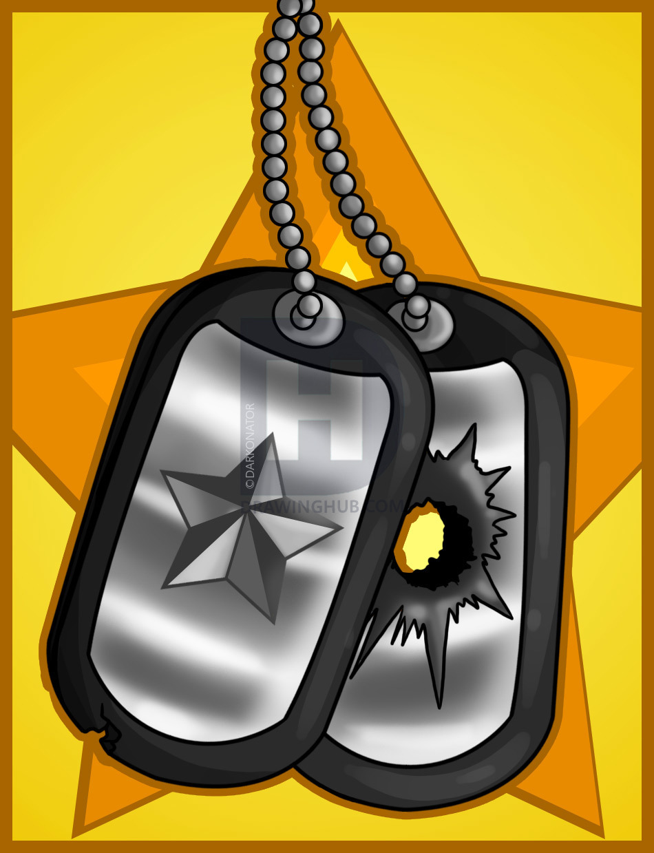 950x1239 how to draw military dog tags, step - Military Dog Tags Drawing