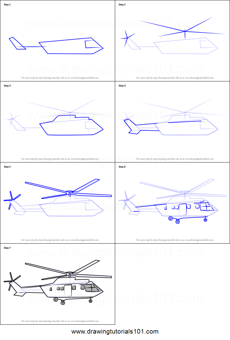 751x1111 how to draw military helicopter easy printable step - Military Helicopter Drawing