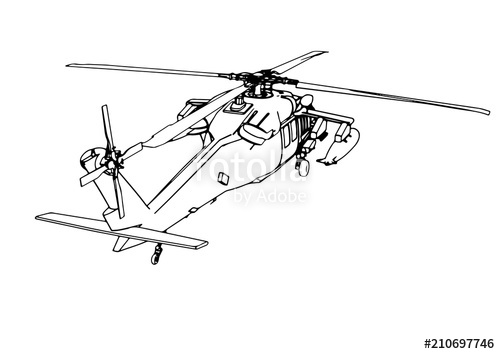500x354 sketch of military helicopter vector stock image and royalty free - Military Helicopter Drawing