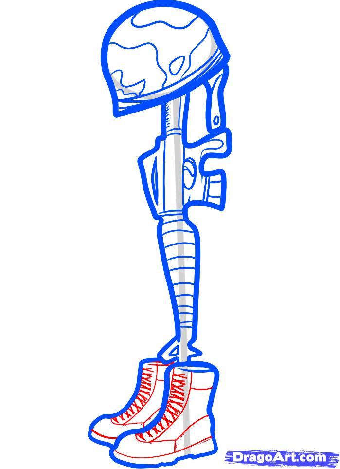 699x963 How To Draw A Battle Cross, Battlefield Cross, Step - Military Helmet Drawing