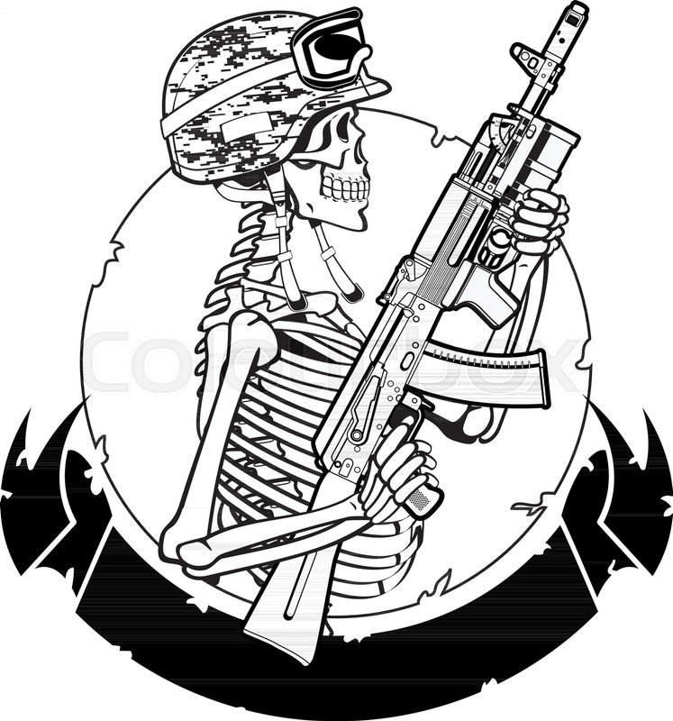 747x800 human skeleton wearing military helmet stock vector colourbox - Military Helmet Drawing