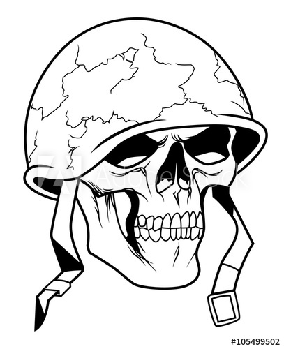 407x500 skull in military helmet - Military Helmet Drawing