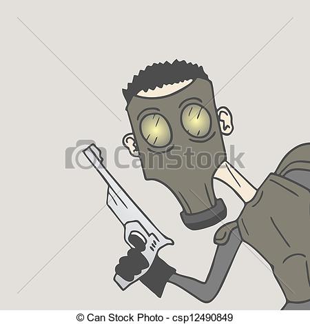 450x470 Creative Draw Of Mask Military Man - Military Man Drawing