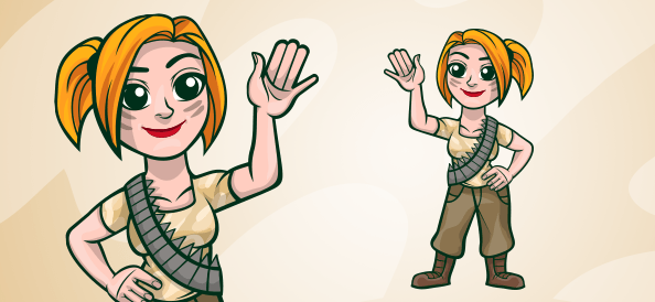 594x274 Military Girl Illustration - Military Soldier Drawing