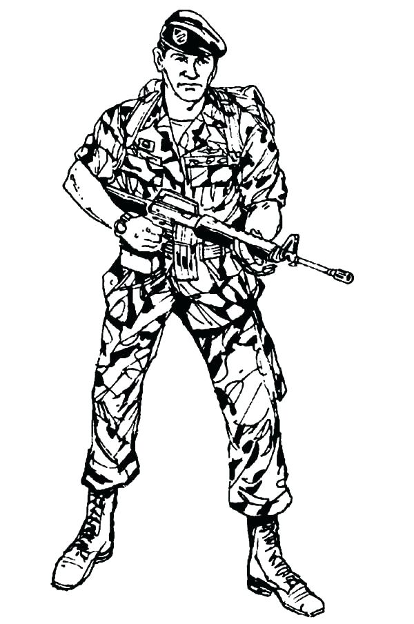 600x904 Soldiers Coloring Pages Themusesantacruz Military - Military Soldier Drawing