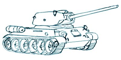 400x199 drawing a military tank, step how to draw instructions - Military Tank Drawing