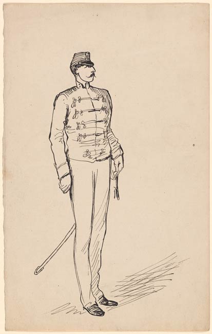 413x650 randolph caldecott sketch of a man in military uniform, standing - Military Uniform Drawing
