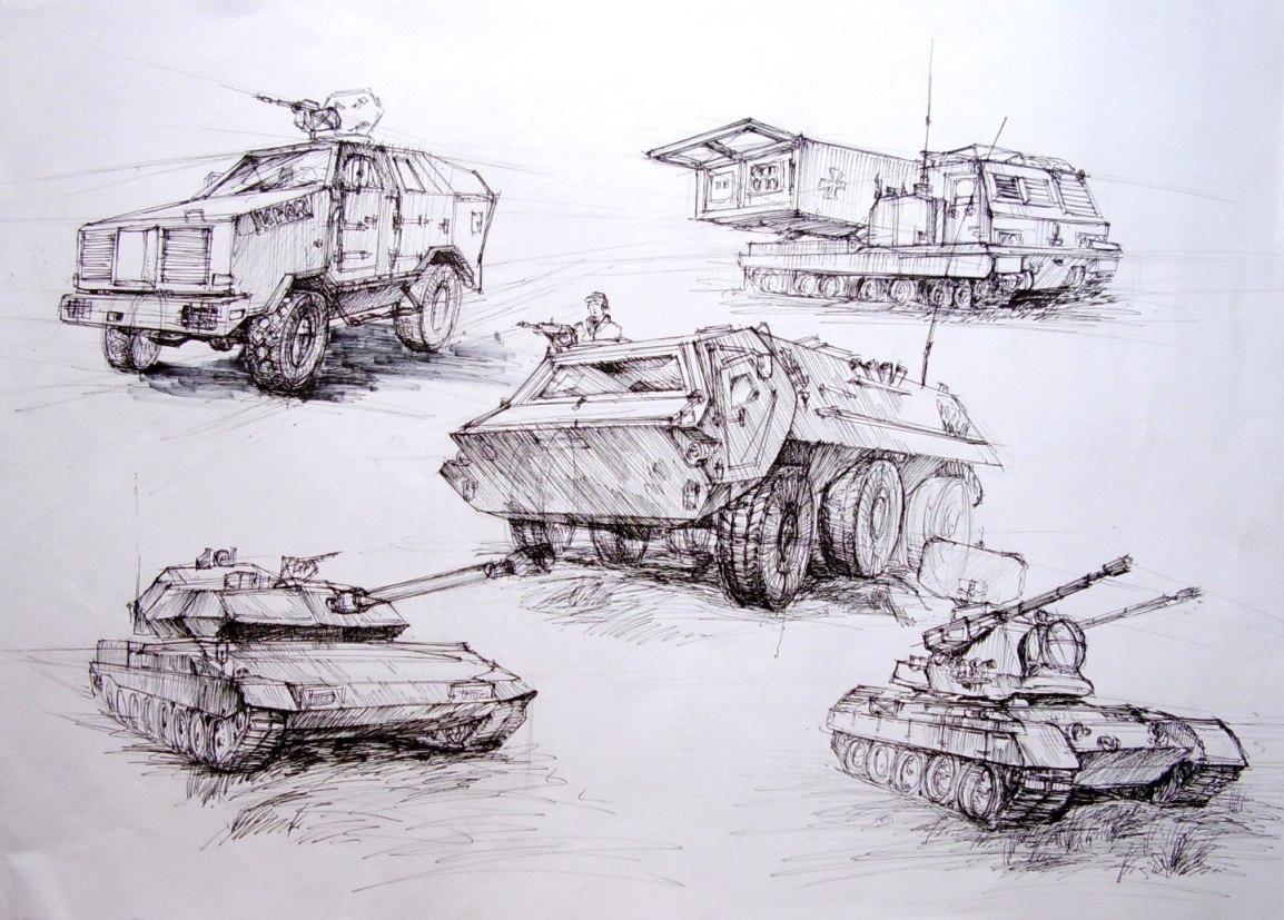 1154x827 military vehicles skaches - Military Vehicles Drawings