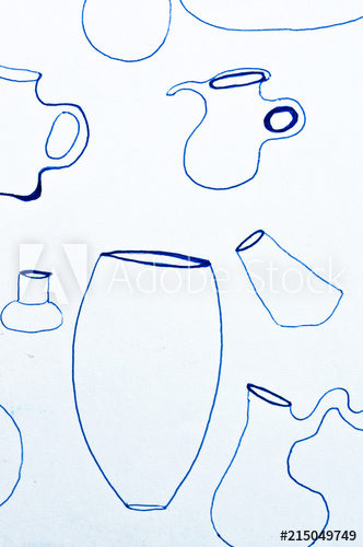 332x500 milk jug, pot, vase showing outlines, pencil drawing - Milk Jug Drawing