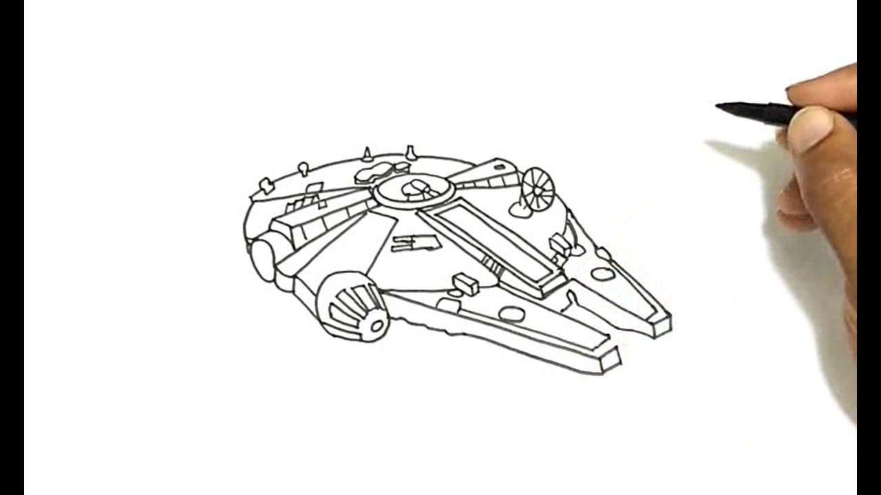 1280x720 how to draw the millennium falcon from star wars - Millennium Falcon Drawing