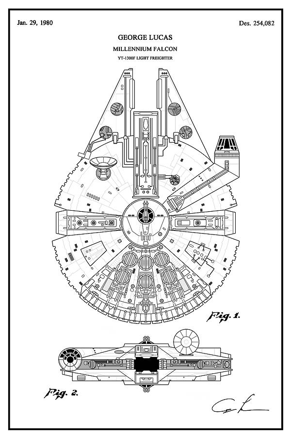 600x900 patent illustration replica for the millennium falcon from star - Millennium Falcon Drawing
