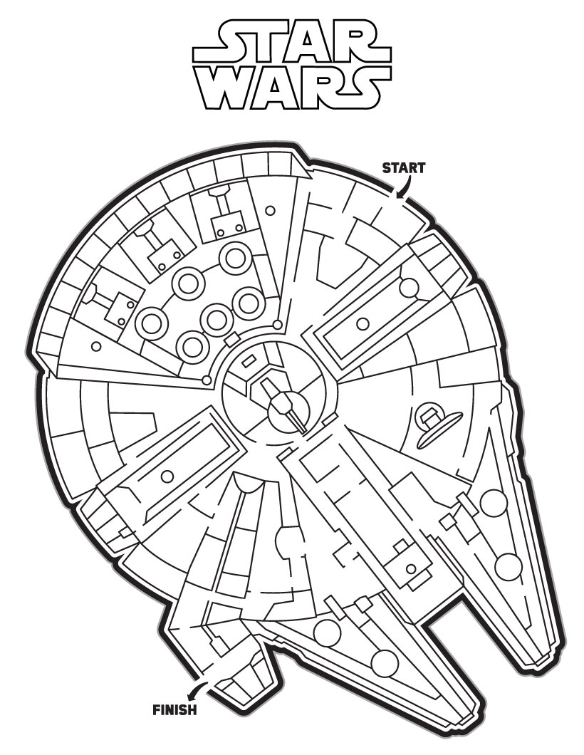 820x1060 printable mazes for kids - Millennium Falcon Drawing