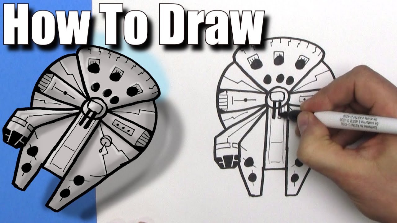 1280x720 how to draw a easy millennium falcon - Millennium Falcon Drawing
