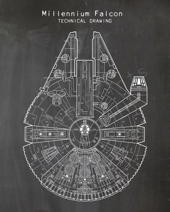 570x713 star wars printable star wars millennium falcon star wars art - Millennium Falcon Technical Drawing