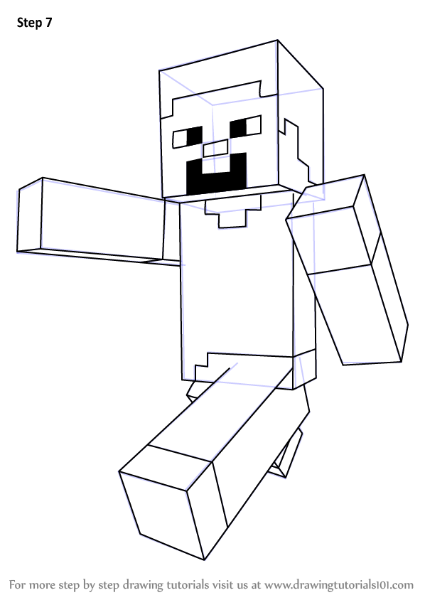 598x844 Learn How To Draw Steve From Minecraft - Minecraft Art Drawings