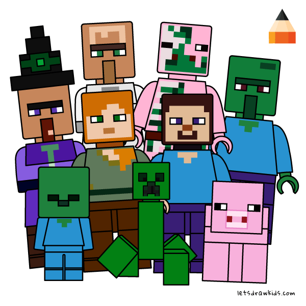 600x600 minecraft lego minifigures lego minecraft game minecraft coloring - Minecraft Art Drawings