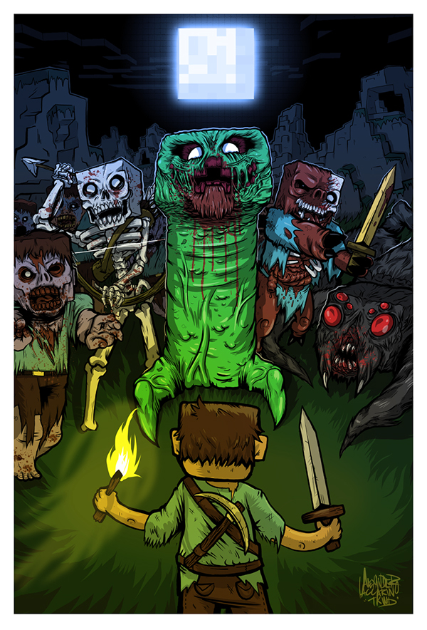 600x884 Bring On The Night Minecraft Fan Art On Behance - Minecraft Art Drawings