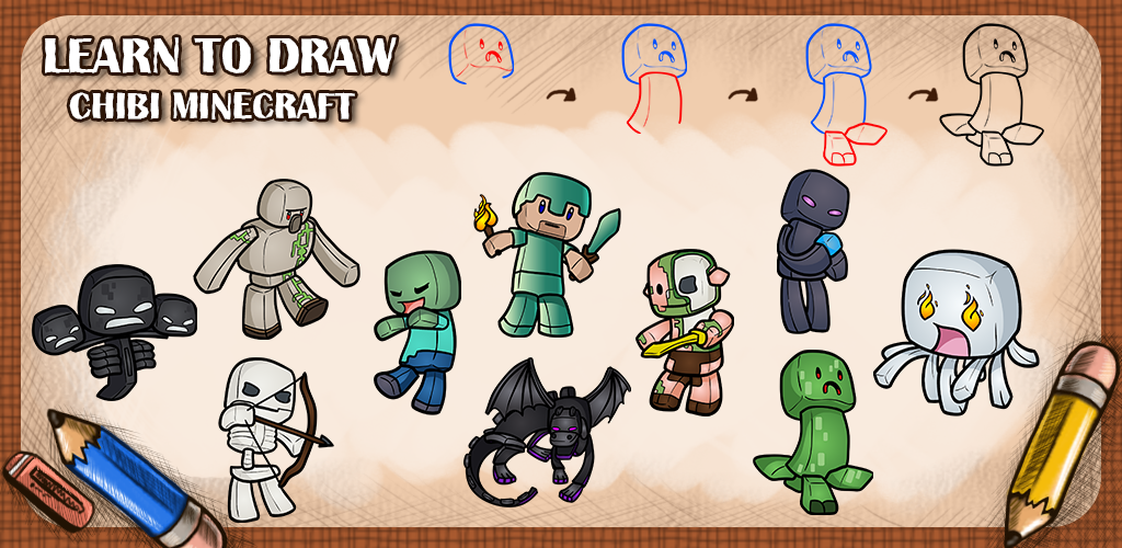 Minecraft Cartoon Drawings at PaintingValley.com | Explore collection