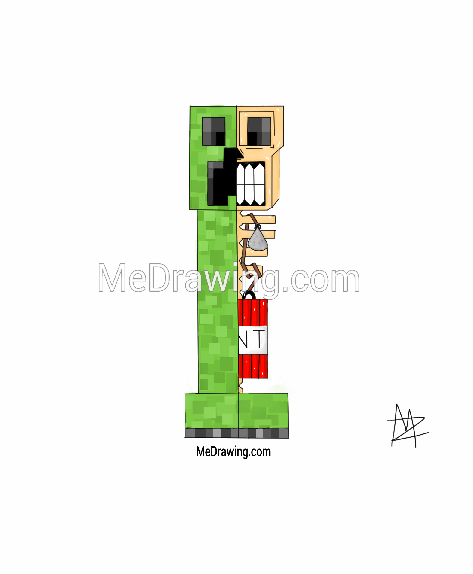 Minecraft Creeper Drawing Easy