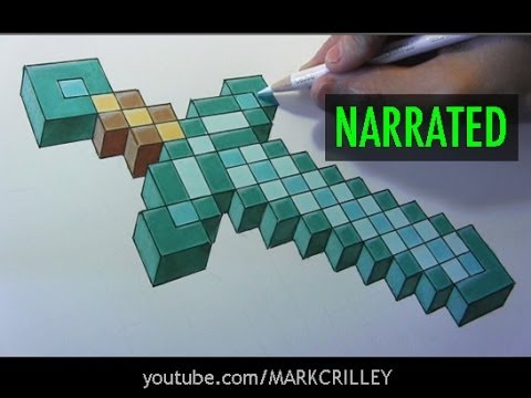 480x360 how to draw a minecraft sword point perspective - Minecraft Diamond Sword Drawing
