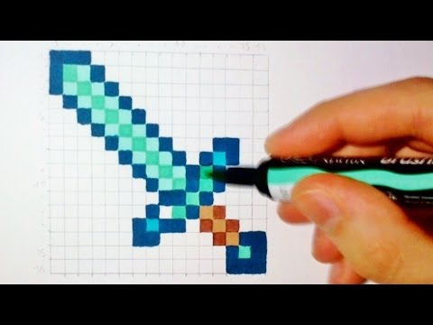 480x360 pixel art how to draw a minecraft sword - Minecraft Diamond Sword Drawing