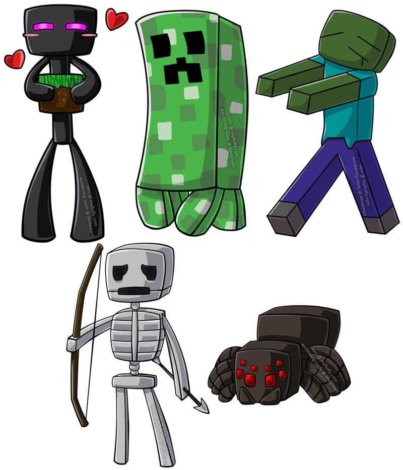 800x933 Minecraft Chibi Group Weasyl - Minecraft Drawing Zombie