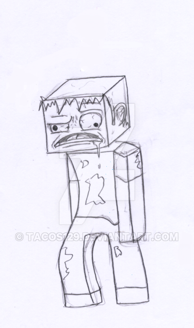400x676 minecraft zombie drawing - Minecraft Drawing Zombie