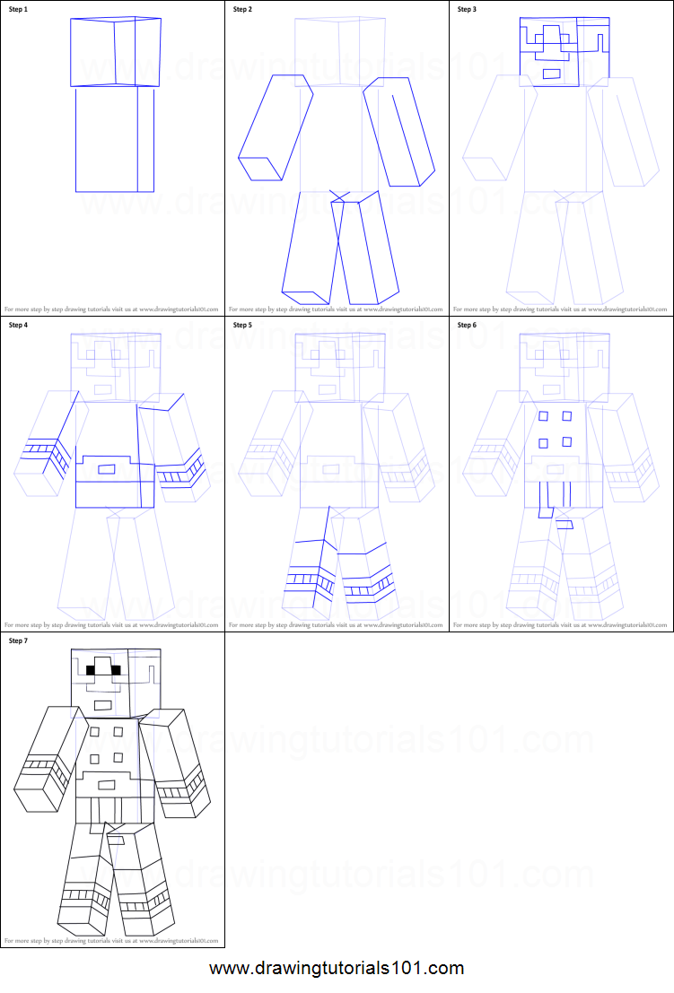 751x1107 How To Draw Magnus From Minecraft Printable Step - Minecraft Drawings Step By Step
