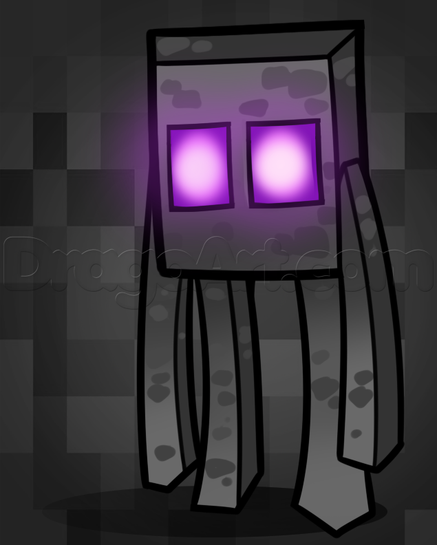 635x792 How To Draw A Chibi Minecraft Enderman, Step - Minecraft Enderman Drawing