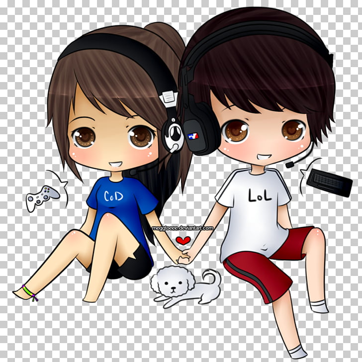 728x728 Minecraft Video Game Chibi Gamer Drawing, Anime Couple, Two Girl - Minecraft Girl Drawing