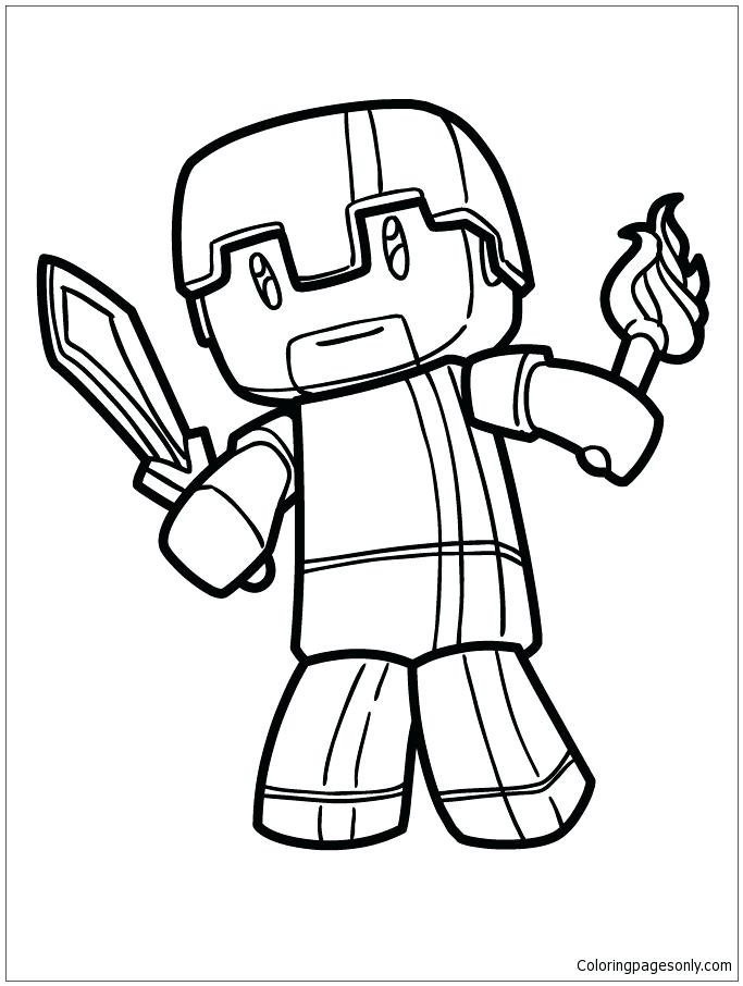 683x906 Minecraft Herobrine Coloring - Minecraft Herobrine Drawing