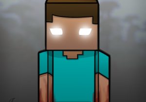 300x210 minecraft herobrine drawing with minecraft coloring pages free - Minecraft Herobrine Drawing