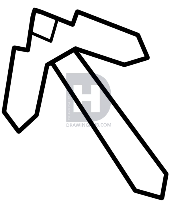 628x720 how to draw the minecraft pick, step - Minecraft Images Drawing