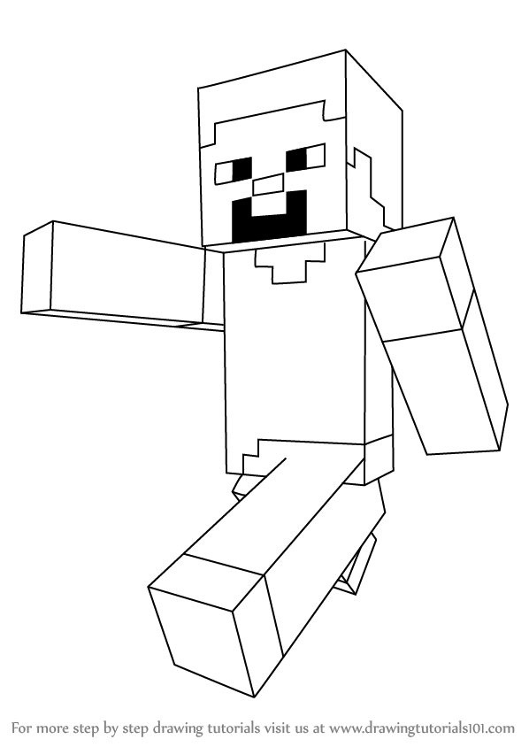 598x844 Learn How To Draw Steve From Minecraft - Minecraft Logo Drawing