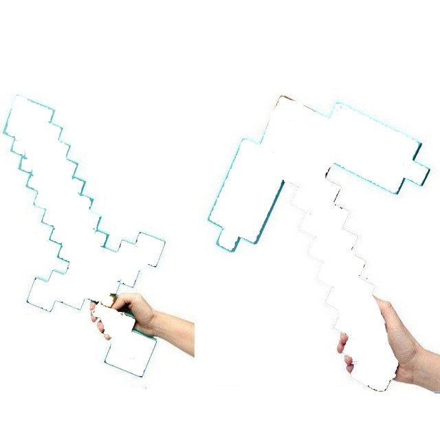 640x640 Combo Optional Collocation Game Toy Minecraft Foam Diamond Sword - Minecraft Pickaxe Drawing