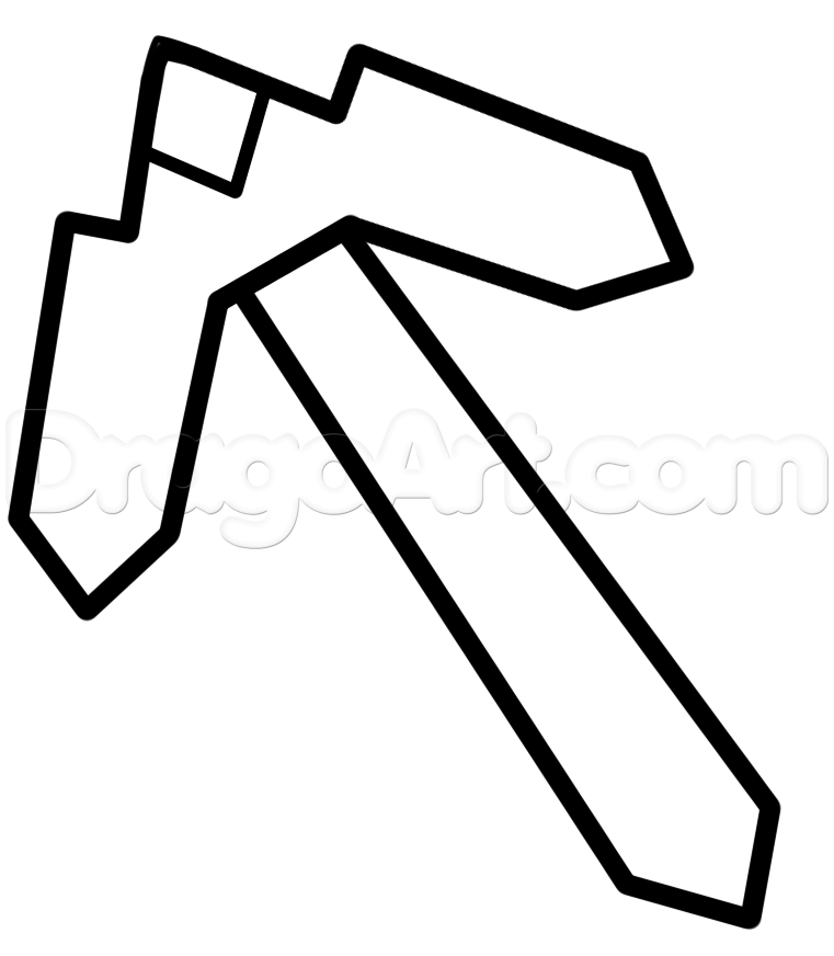 761x872 draw the minecraft pick, step - Minecraft Pictures Drawing