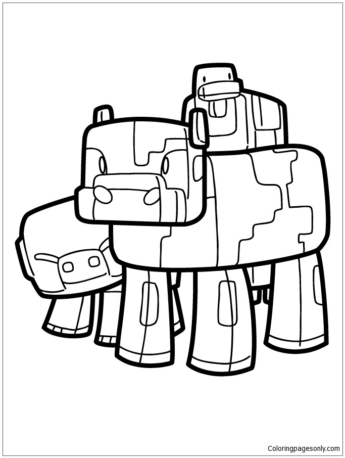 683x906 Minecraft Pig Cow And Duck Coloring Page - Minecraft Pig Drawing