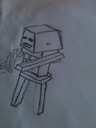 320x427 How To Draw A Minecraft Skeleton - Minecraft Skeleton Drawing