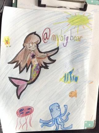 320x427 Mybigbear Here's Your Li'l Mermaid - Minecraft Squid Drawing