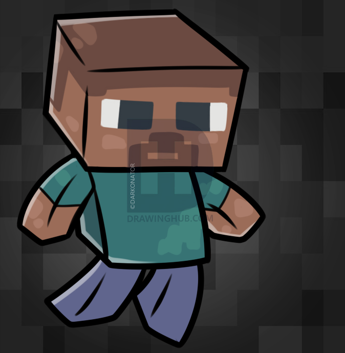 674x689 How To Draw Chibi Minecraft Steve, Step - Minecraft Steve Drawing