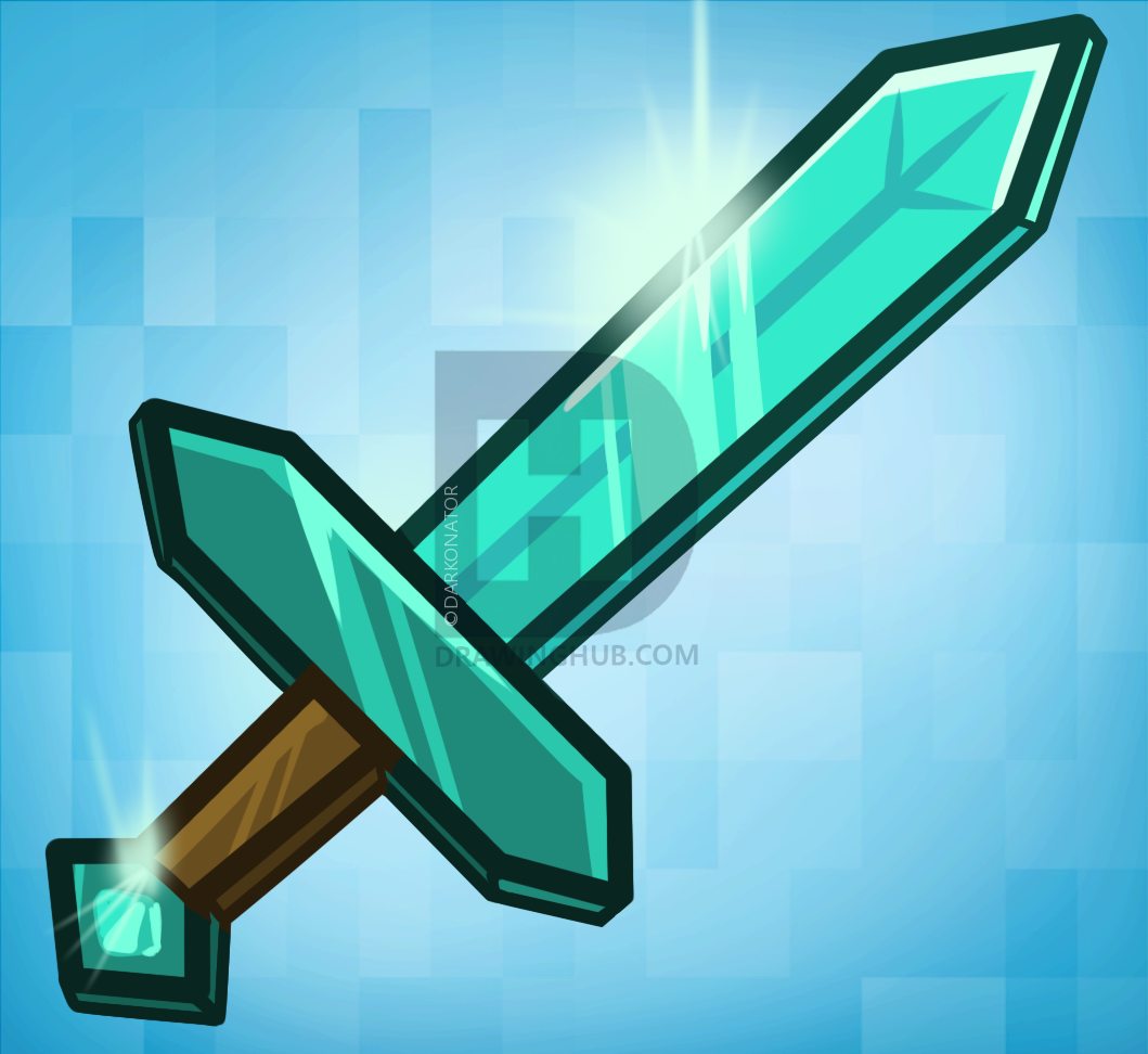 1059x972 how to draw the minecraft diamond sword, step - Minecraft Sword Dr...