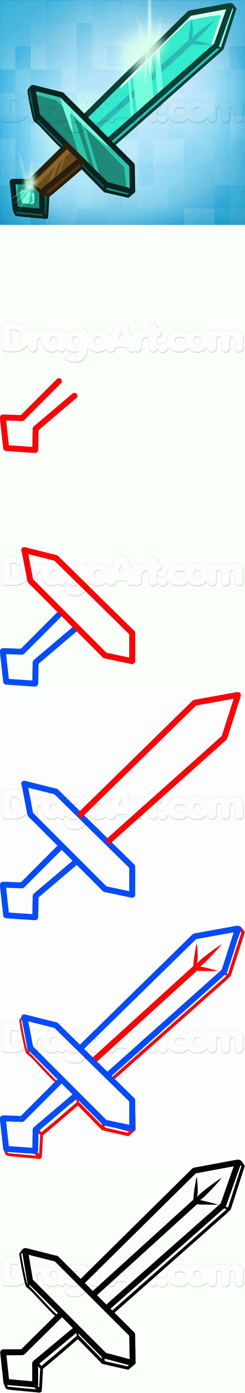 982x5581 how to draw the minecraft diamond sword drawing painting - Minecraft Sword Drawing