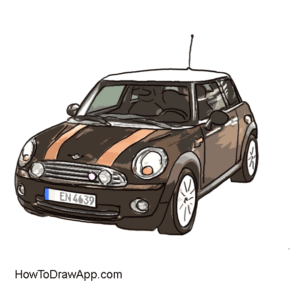 600x600 how to draw a mini cooper car step - Mini Cooper Drawing