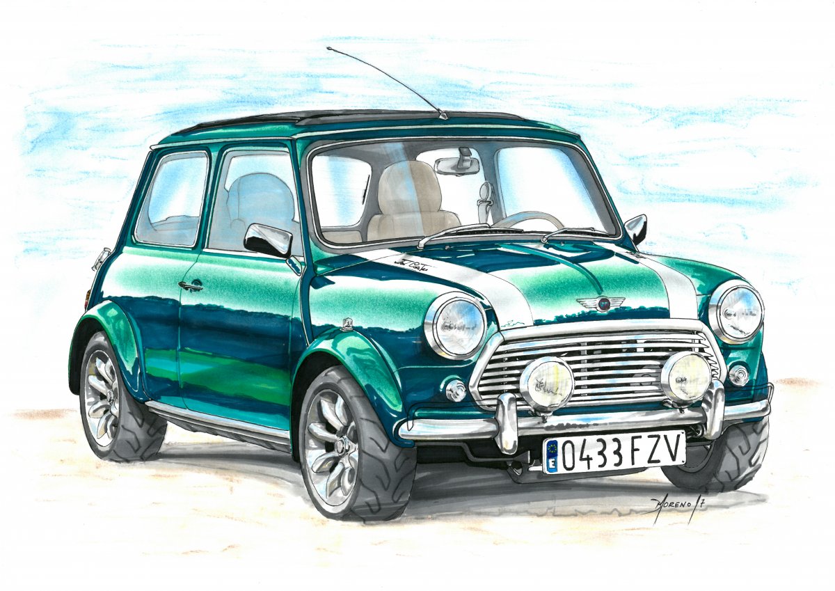 Mini Cooper Drawing at PaintingValley.com | Explore collection of Mini ...